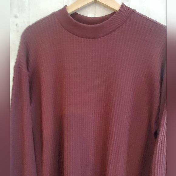 ๐5/$25 AEO Burgundy Long Sleeve Thermal Mini Shirt Dress Size Small - Picture 4 of 7